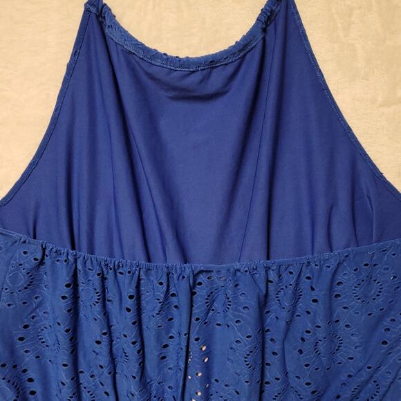ModCloth Sought After in Sapphire Eyelet Halter Top Beachy Summer Coastal Sz 2X - Picture 5 of 7